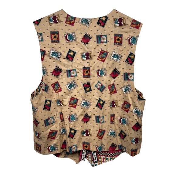Vtg Handmade Garden Grandmacore Vest Corn Buttons Reversible - Picture 5 of 5
